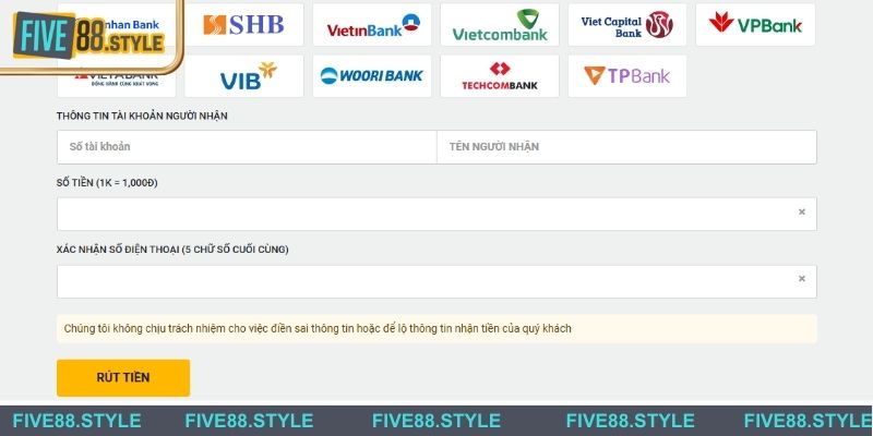 Thao tác rút tiền về chính xác nhất cho cược thủ